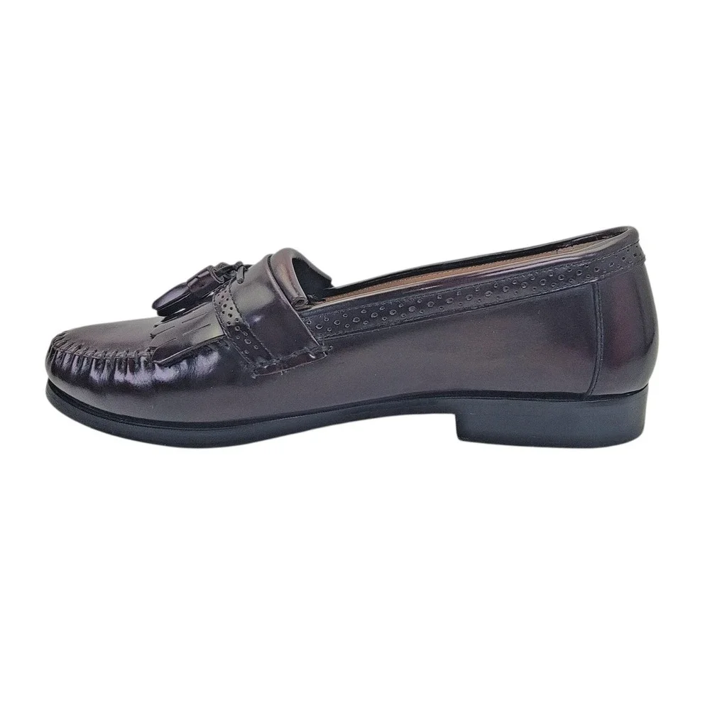 Bass‎ Niles Men's Burgundy Leather Moc Toe Kiltie Tassel Loafer Shoes Size 10 D